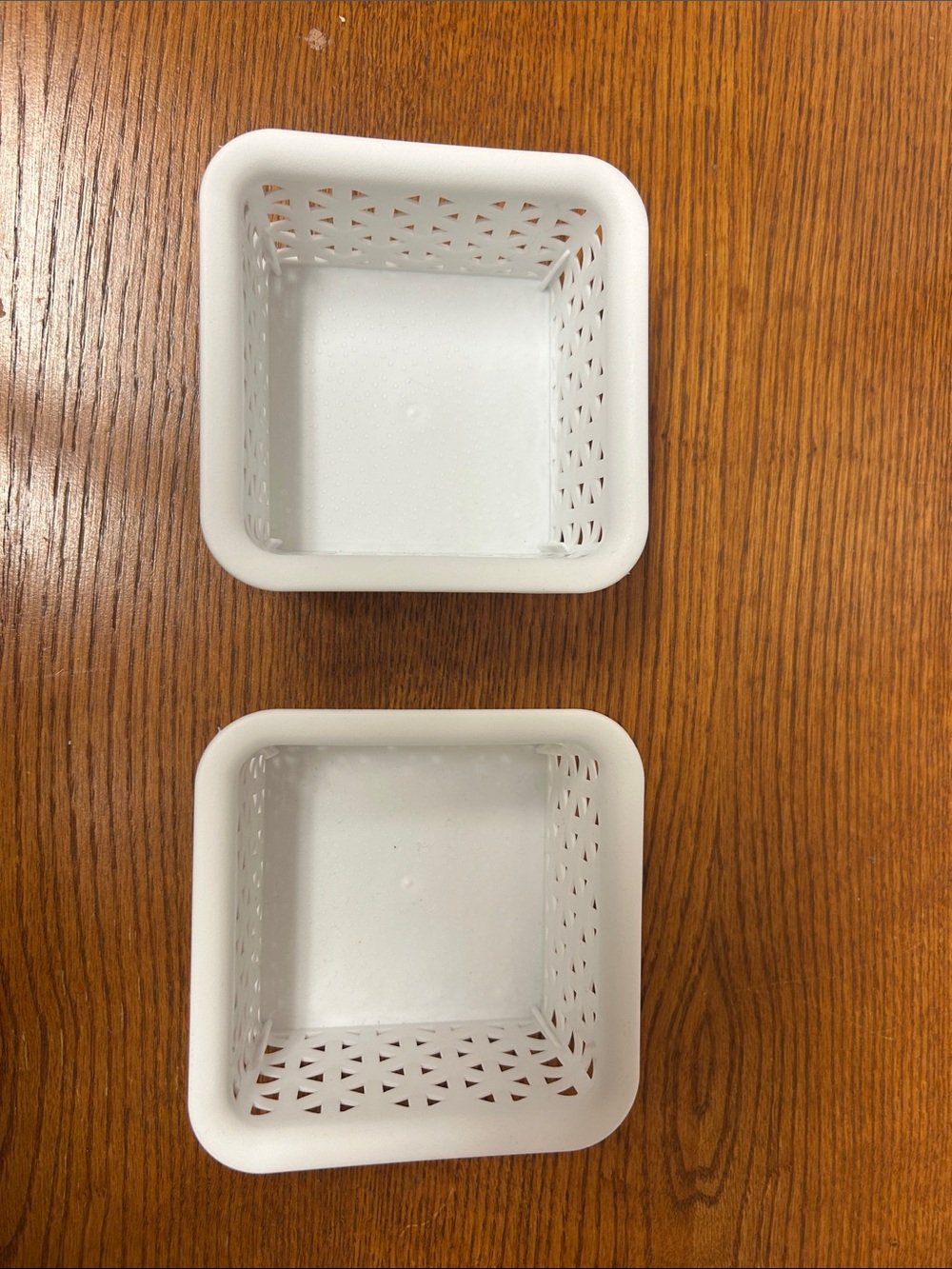 Set of 2 White Square Storage Bins